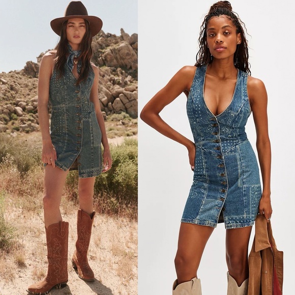 spell road trip denim dress Spell Road Trip Denim Dress In Bandana - 69% Off